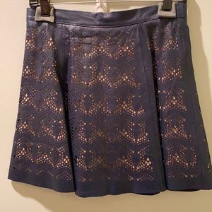 Blue leather A-Line skirt